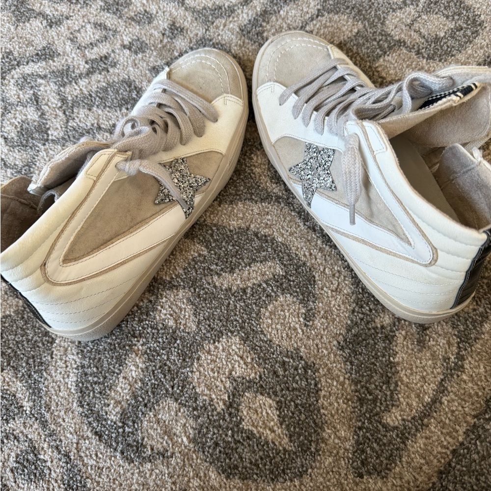 ShuShop White and Silver High-Top Sneakers